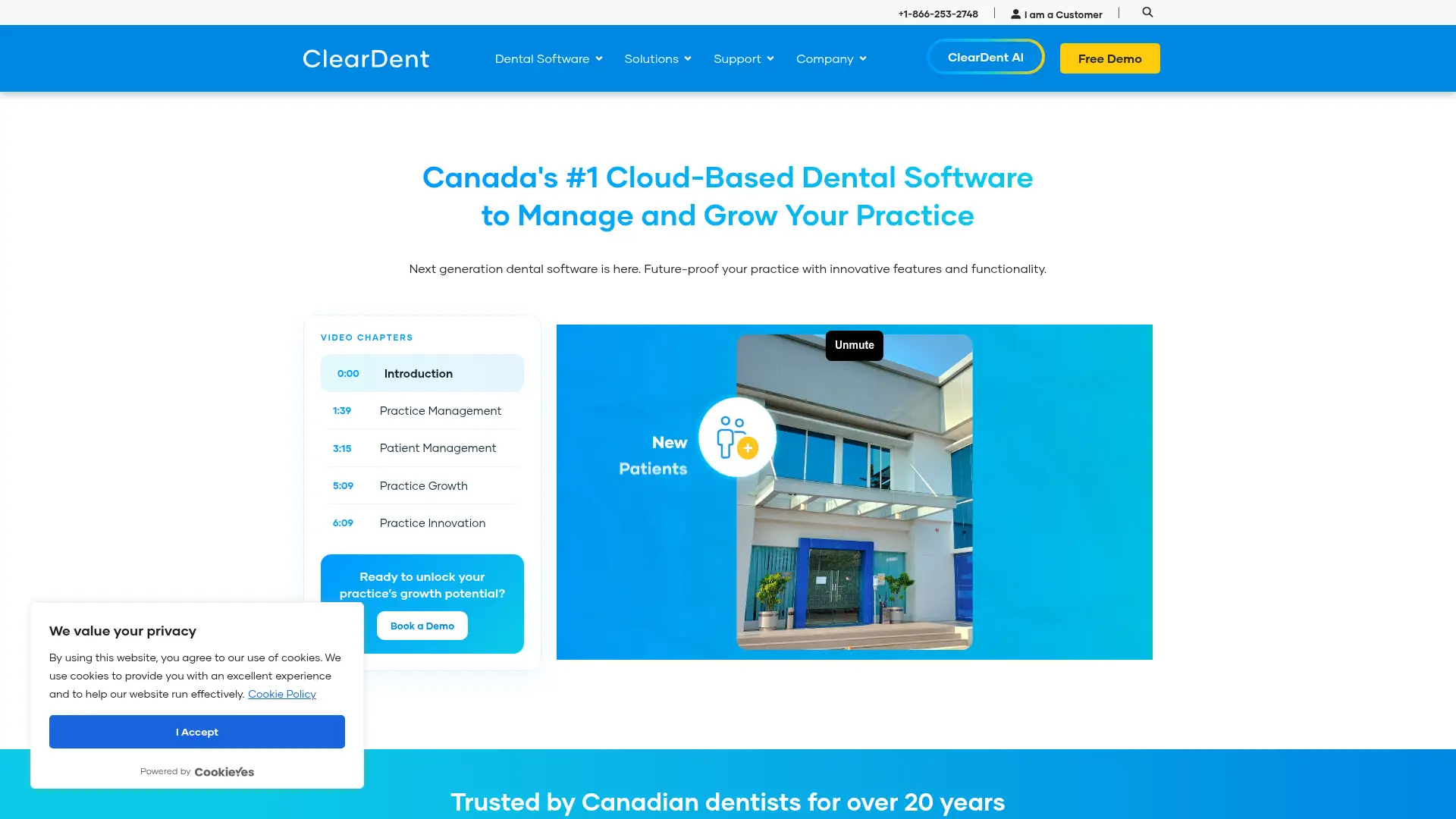 Screenshot of the ClearDent homepage as it appeared on 2026-08-01