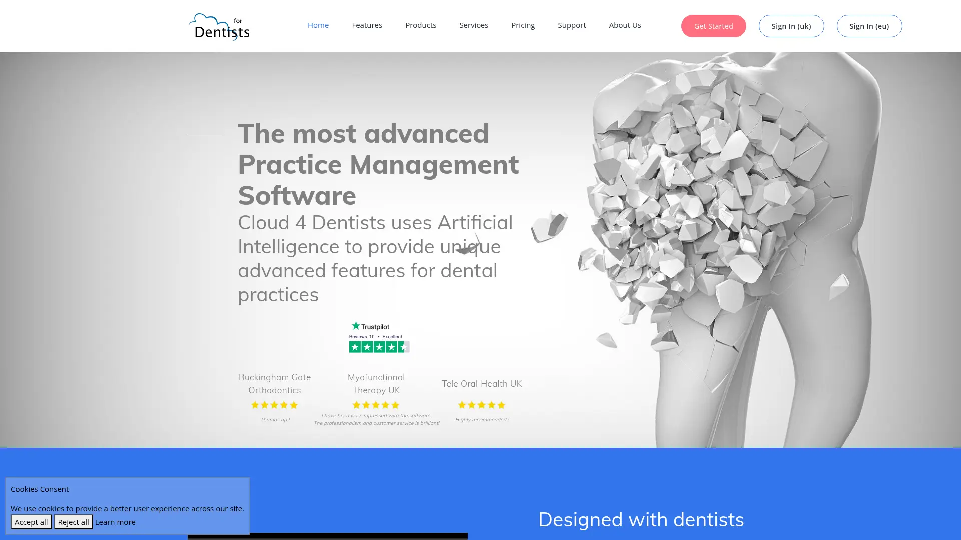 Screenshot of the Cloud 4 Dentists homepage as it appeared on 2026-08-01
