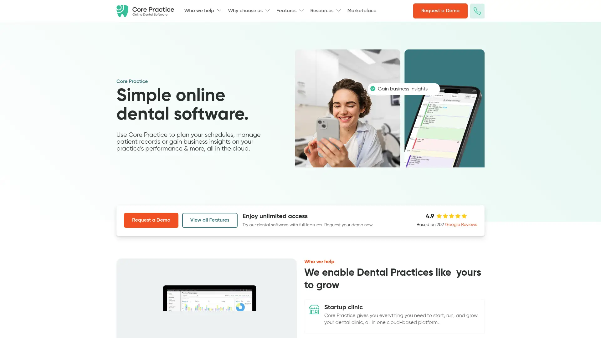 Screenshot of the Core Practice homepage as it appeared on 2026-08-01