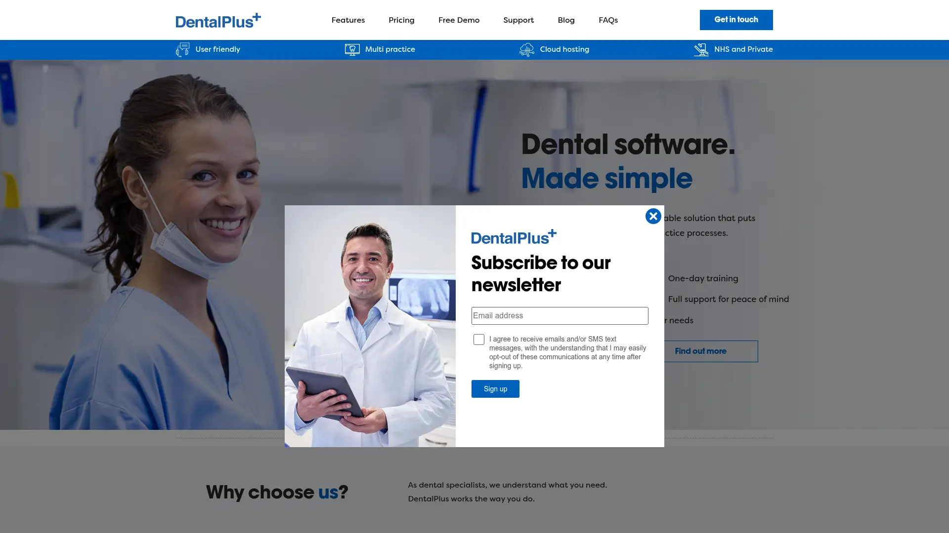 Screenshot of the DentalPlus homepage as it appeared on 2026-08-01
